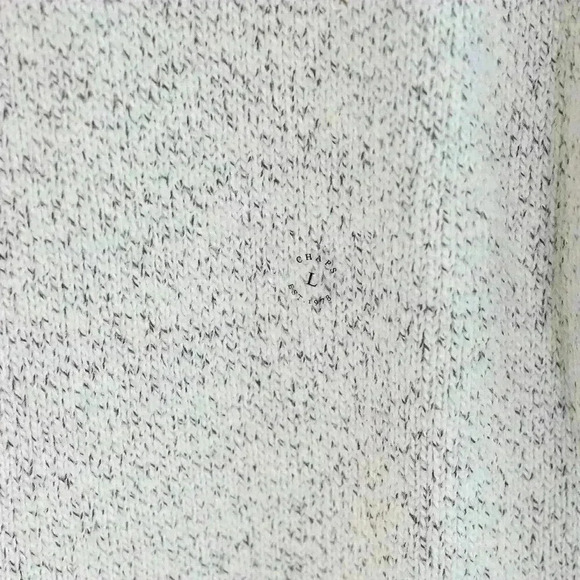 NWT CHAPS Size L Red Lodge Knit Cream color/marled 1/4 zip pullover sweater - Picture 3 of 16